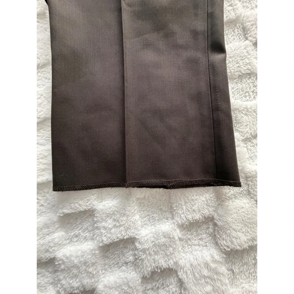 NWT- Egara Mens 42W 100% Wool Dress Pants Brown Flat Front Unfinished Hem
